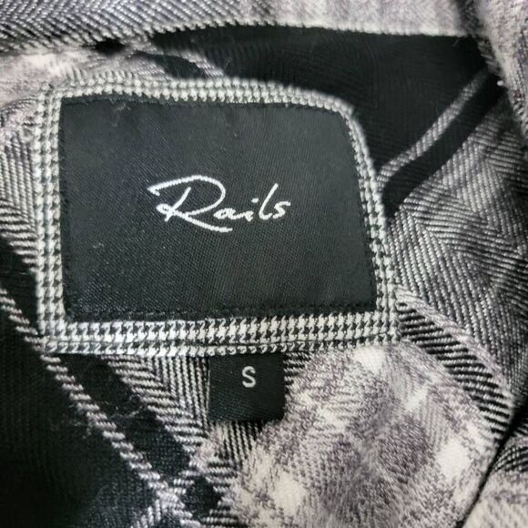 Rails Plaid Western Button Down Size Small Fringe Top Shirt Black White - Picture 5 of 6